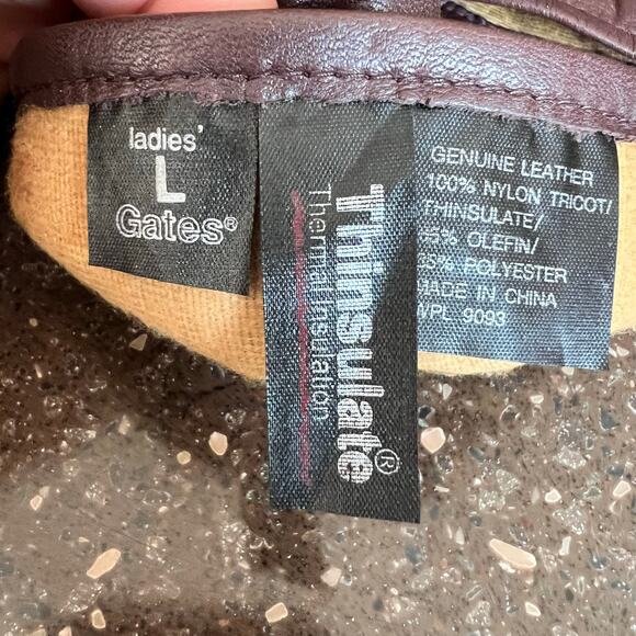 Brown Genuine Leather Gloves Driving Size Large Thinsulate - Picture 4 of 4